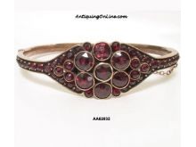Antique Victorian Bohemian Garnet Bangle Bracelet.